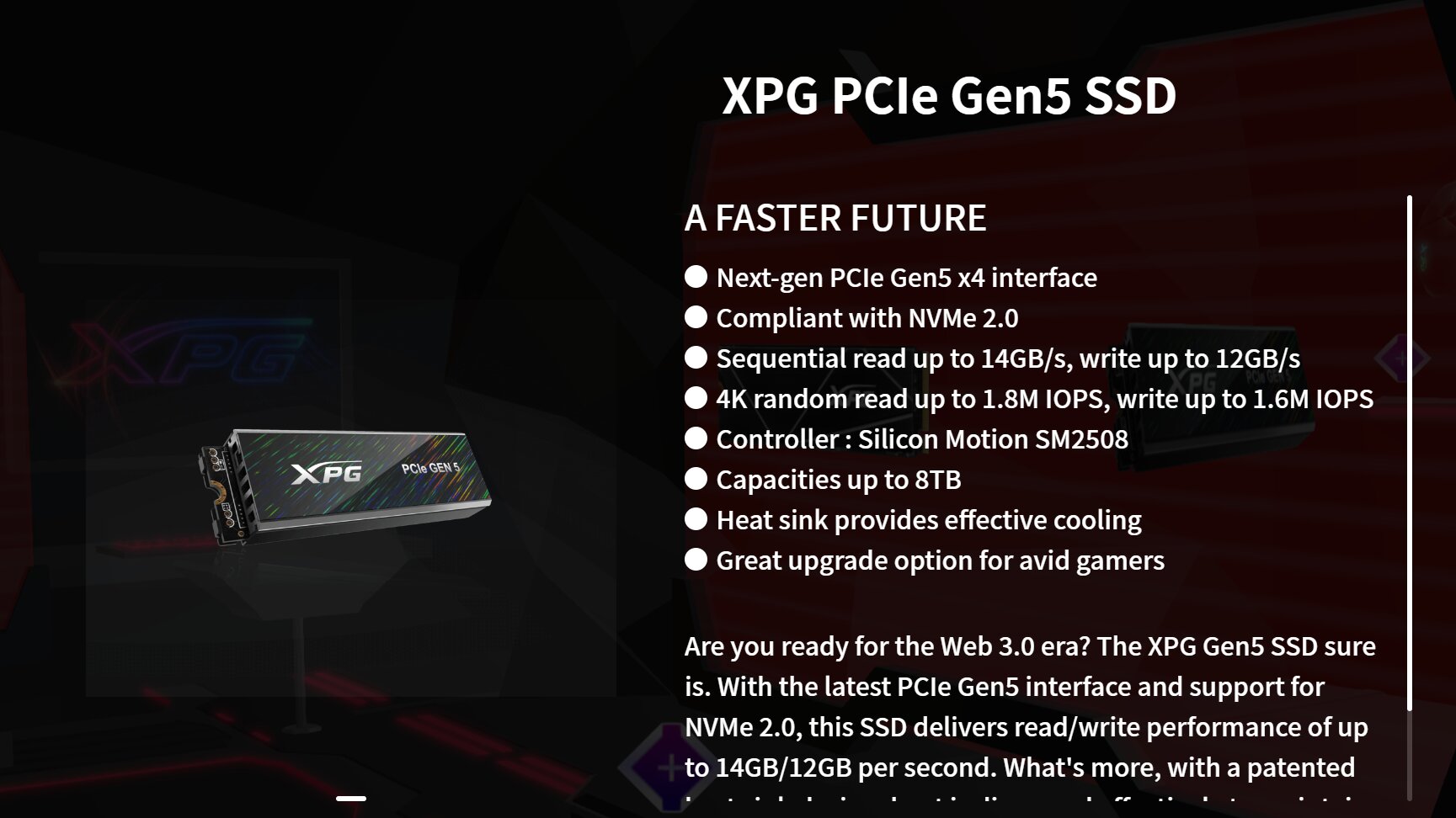 XPG PCIe Gen5 SSD