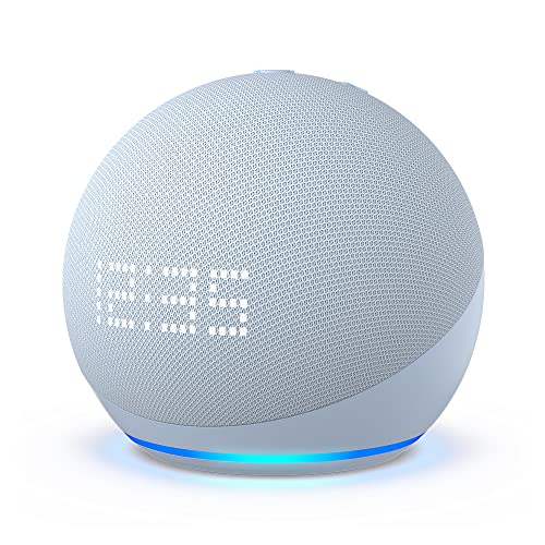 New Echo Dot (5th generation, 2022 model) with clock |  Smart speaker with clock and Alexa |  Bluish gray
