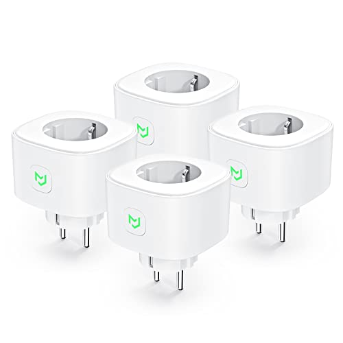 meross Smart Plug with Consumption Monitor, Compatible with Alexa and Google Home, With Schedules and Timers, No HUB Needed, Overload Protection, WiFi 2.4 Ghz, 4 PCS, White