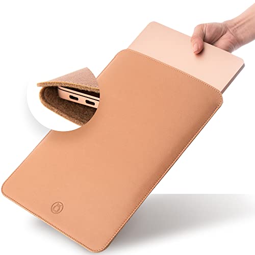 UNIKA Leather Laptop Case for MacBook Pro 13 Inch / MacBook Air 13 Inch Case |  Italian PU Leather Protective Computer Case |  Beige Wool Portable Case
