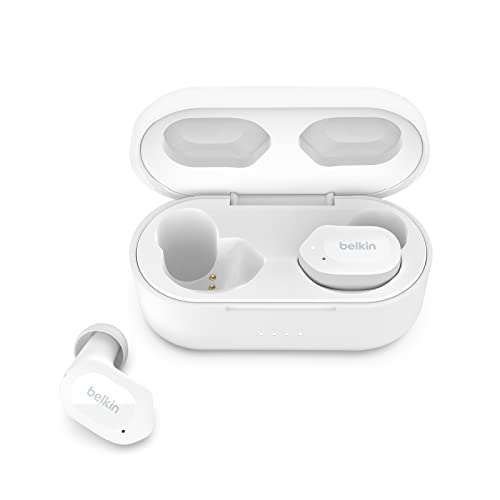 Belkin True Wireless Headphones SOUNDFORM Play EQ Presets, IPX5 Sweat & Water Resistant, 38 Hour Playtime, iPhone, Galaxy & Others, White