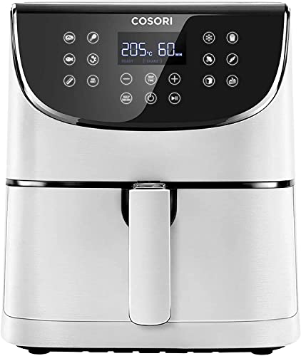 COSORI Fryer without Oil 5.5 L, hot air fryer with 11 programs, 100 recipes in Spanish, with Keep Warm function, LED touch screen, timer, 1700 W, white