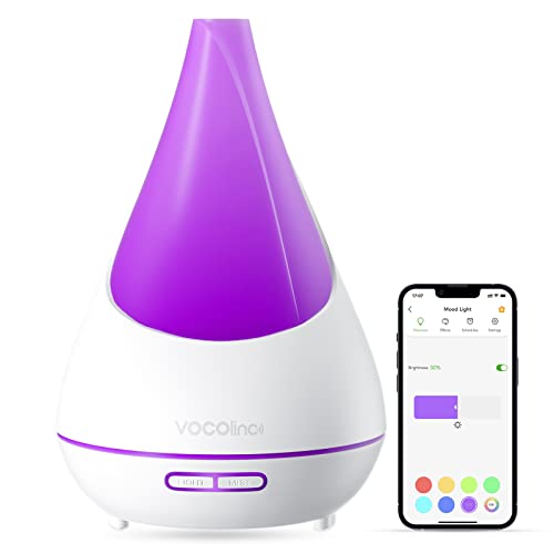 Alexa Essential Oil Diffuser, VOCOLinc WiFi Ultrasonic Aroma Diffuser 300ml and Humidifier for Alexa, Homekit and Google Home, App and Voice Control, 2 RGB Mist Modes, Timer