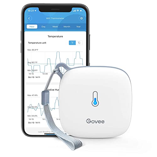 Govee WiFi Thermometer Hygrometer, Digital Indoor Sensor Smart Control with App Supports Alert and Notification for Home, Warehouse, Greenhouse Available in Home Environment, Plant and Pet