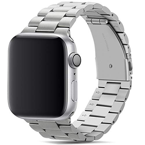 Tasikar for Apple Watch Band 49mm 45mm 44mm 42mm Stainless Steel Metal Replacement Band Compatible with Apple Watch Ultra Series 8 7 (45mm) SE 6 5 4 (44mm) 3 2 1 (42mm)- Silver