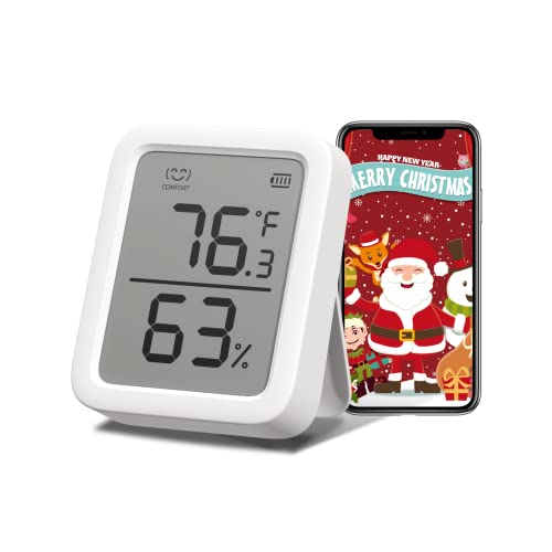 SwitchBot Thermometer Hygrometer Plus - Digital Indoor Thermometer with Swiss Chip Precision, APP Control, Thermo-Hygrometer for Home Room Fridge Office Wine Cellar, 3in Large Screen