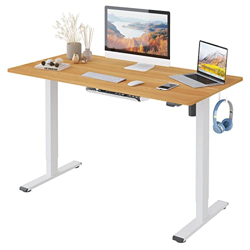 FLEXISPOT EG1 Standing Desk with Board (Maple, 100X60x1.6cm), Standing Desk, Electric Computer Desk Height Adjustable Gaming Table with 2 Option Key Intelligent Automatic Memory