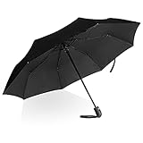 Villkin Regenschirm sturmfest mit Auf-Zu-Automatik - robuster and taller Regenschirm in black for Ladies and Men - 107cm knitter Taschenregenschirm