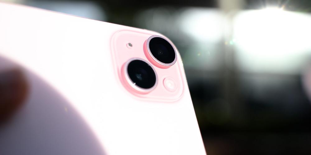 Pink iPhone 15 dual camera