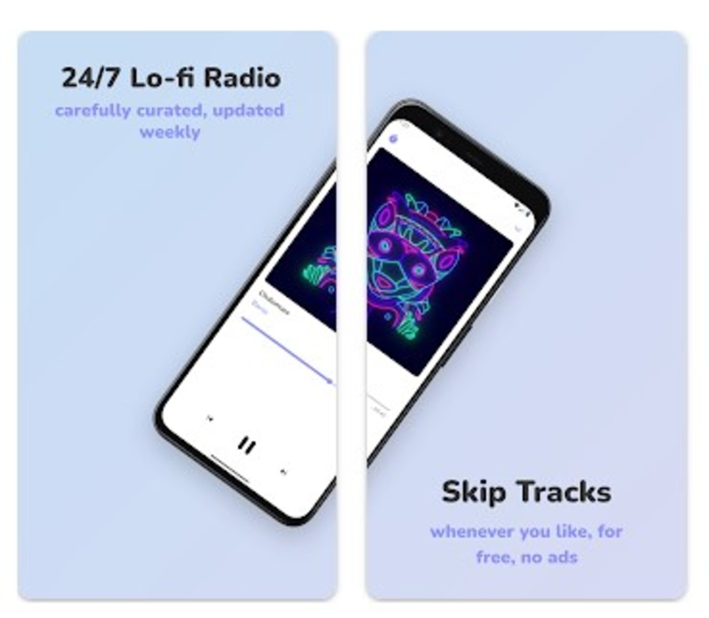 Promotional images of the Lofi Clouds app.