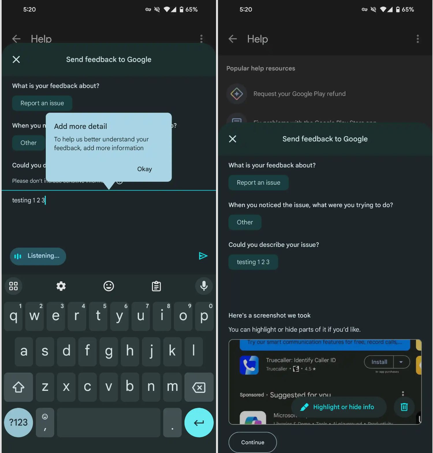 android google feedback 2