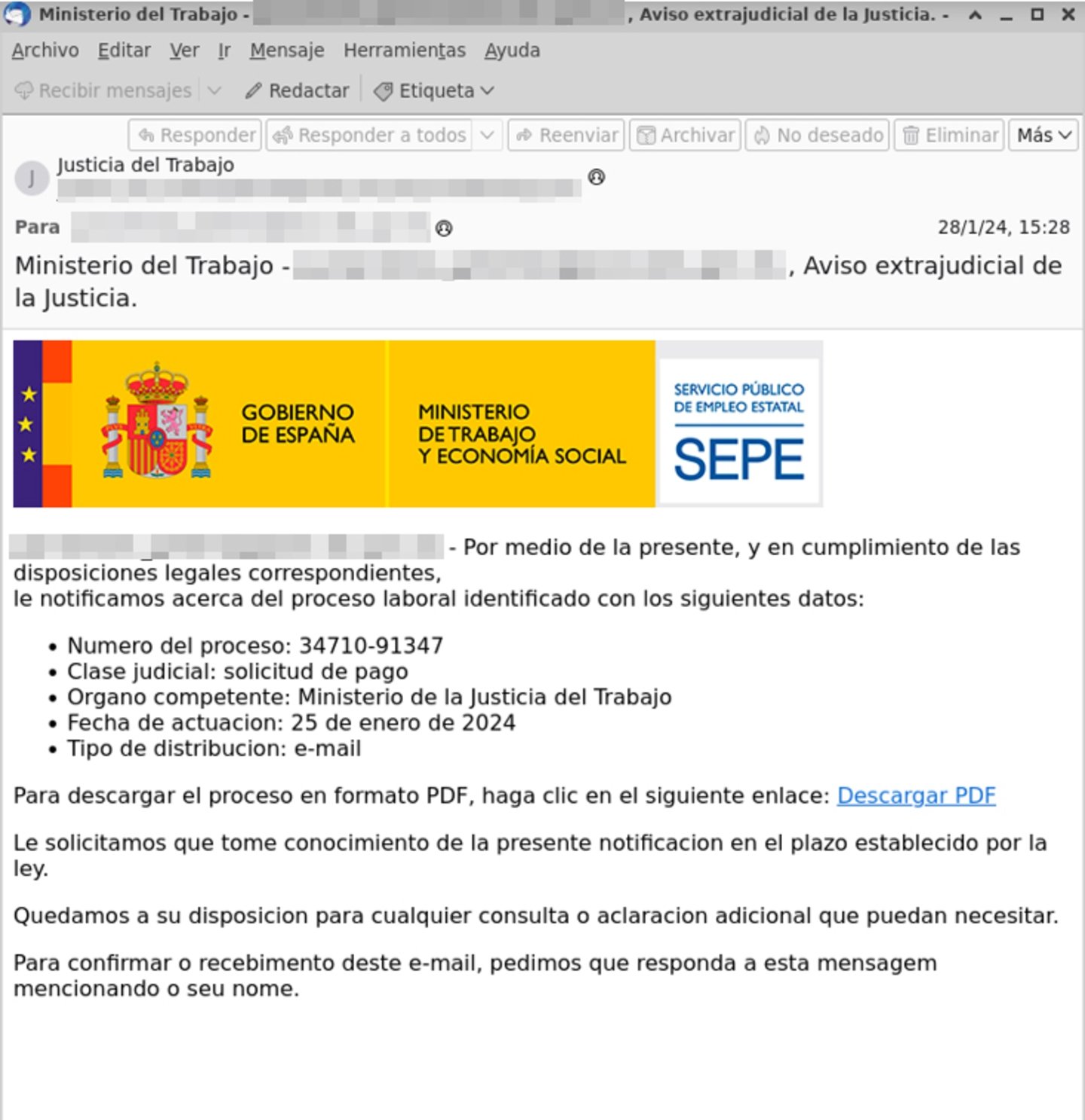 The new scam that impersonates the SEPE: be careful if you receive this email